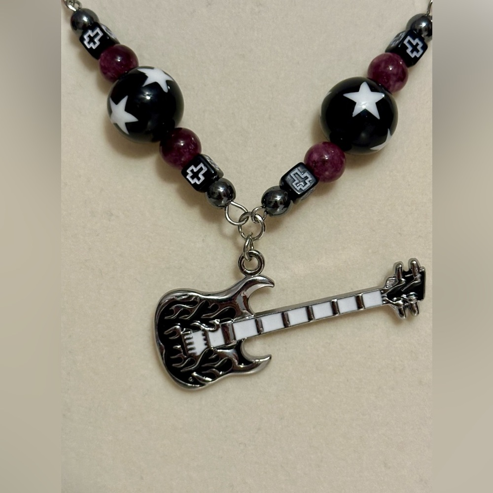 Guitar Pendant Unisex Men Women Necklace Choker Rock Punk Y2K Vintage New Stars